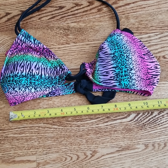 (L) OP Multicolored Animal Print Bikini Swimsuit Set Rainbow Zebra Leopard Beach - Picture 5 of 8